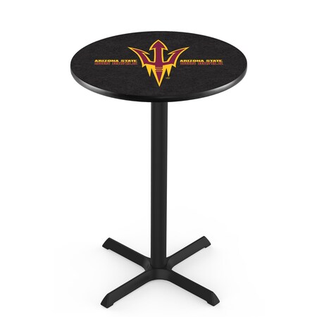 Holland Bar Stool Co 36" Blk Wrinkle Arizona State Pub Table, Pitchfork L211B3628ArizSt-F